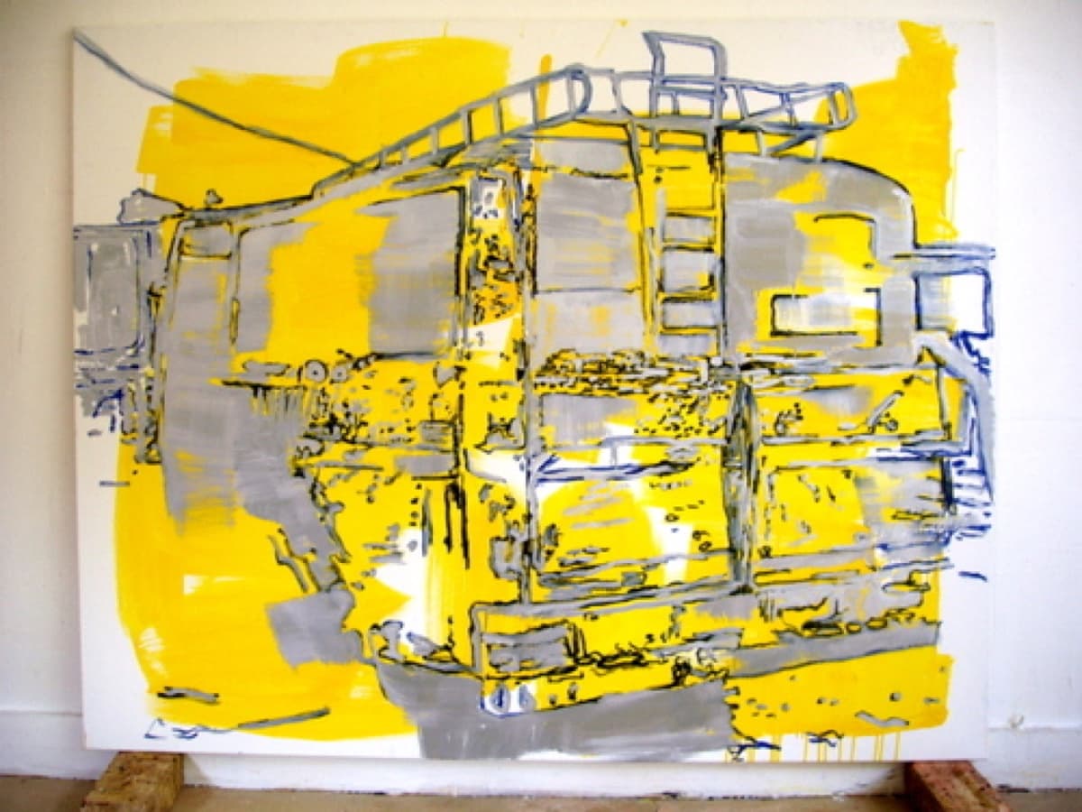 the big white lie 03 15yellow schoolbus gloss on canvas120x18